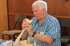Club Secretary, Terry Dawson checks the alignment