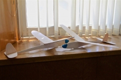 Two finished examples of the hand launch gliders being built at the workshop